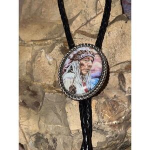 Western Southwest Lariat Indian Bolo Tie necklace men women CHIEF HEADDRESS SUN